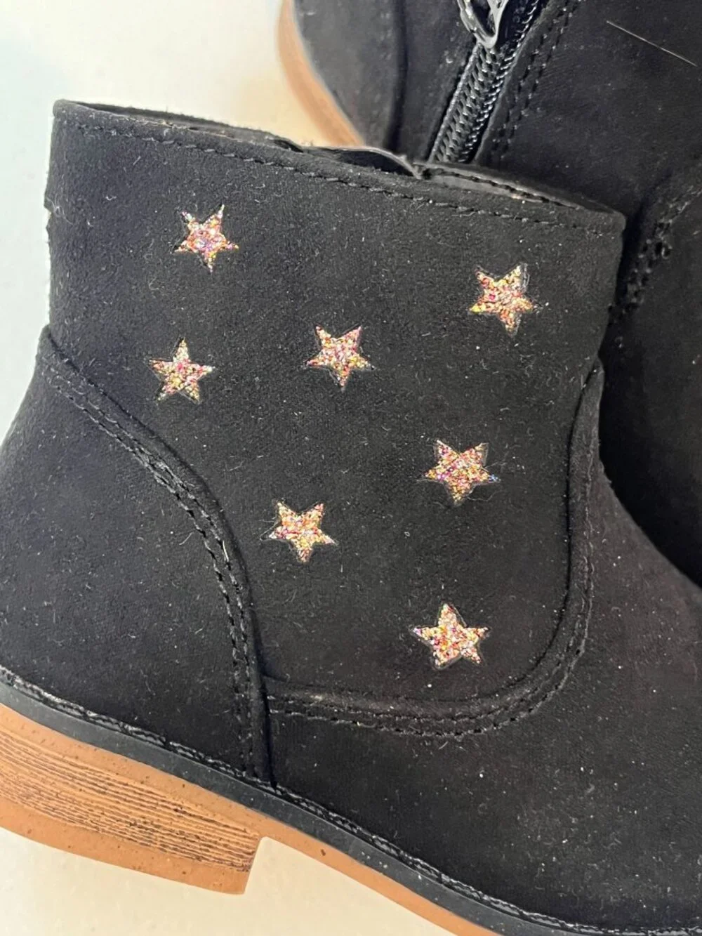 Cat & Jack Toddler Girls Black Star Print Ankle Booties Size 5
